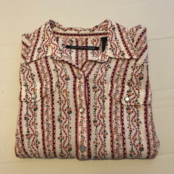 DKNY Patterned Shirt Blouse, Long Sleeved, Women’s Size 11 - Picture 7 of 7